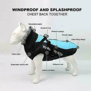 DIDOG Waterproof Dog Winter Jackets, Cold Weather Dog Coats With Harness and Fur